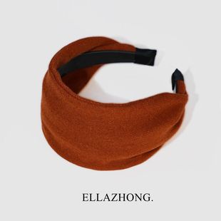 羊毛发箍 南瓜橘色超宽发箍女显白温暖头箍简约复古小众发饰头饰