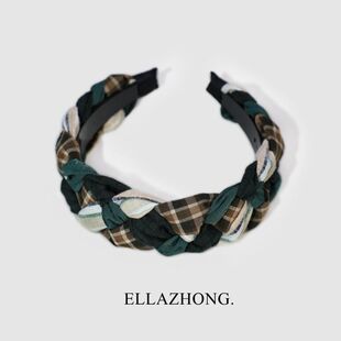 小众复古墨绿色发箍头箍麻花减龄发卡带齿文艺森系 款 原创不装