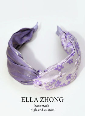 优雅紫色小花朵发箍头箍宽版原创法式复古甜美发卡简约超仙发饰