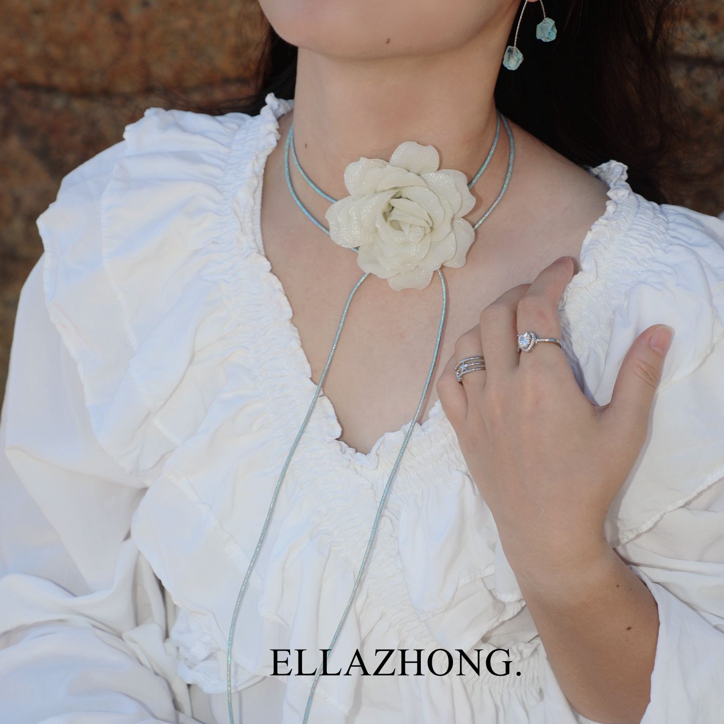 原创设计~Ellazhong花朵锁骨链图片