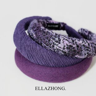 葡萄紫色发箍女头箍小众复古发卡简约韩国头饰显白增颅顶新年发饰
