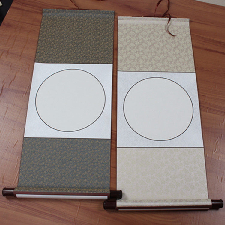 宣纸空白挂轴全绫精装裱生宣书画卷轴团扇画芯书法国画立轴可定制