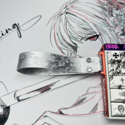 国潮双层客制化wooting通用键盘飘带挂件超纤皮ATK68键盘挂绳卡扣