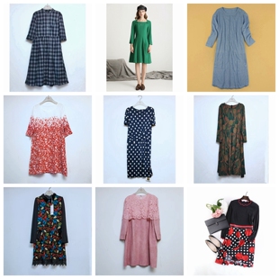 特价品牌撤柜外贸剪标长袖连衣裙L蕾丝女2025春秋夏黑蓝灰橘红绿