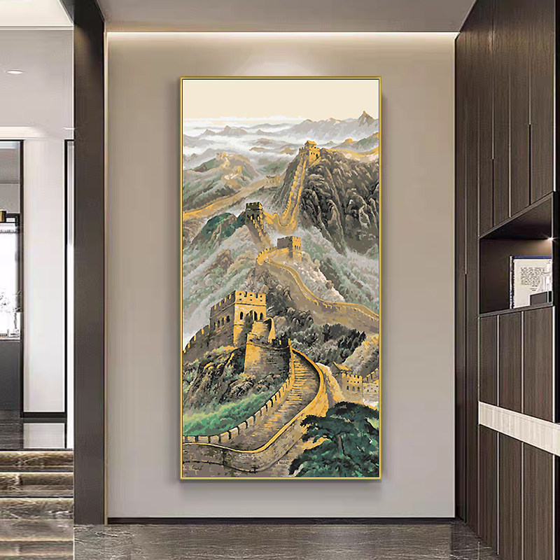 万里长城数字油画玄关挂画办公室