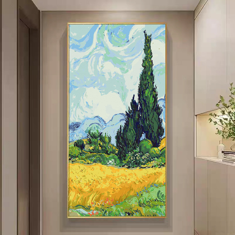 竖版梵高装饰画数字油画世界名画