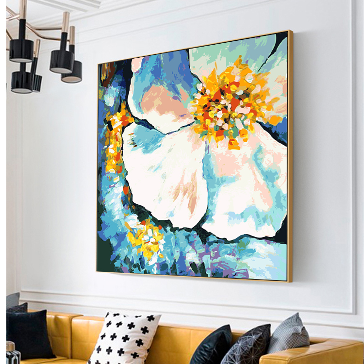 北欧轻奢花卉DIY手工绘数字油画现代客厅装饰画餐厅卧室挂画娇兰图片