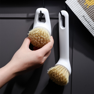 日本剑麻长柄锅刷家用不伤锅厨房水槽清洁刷不易沾油可悬挂洗碗刷