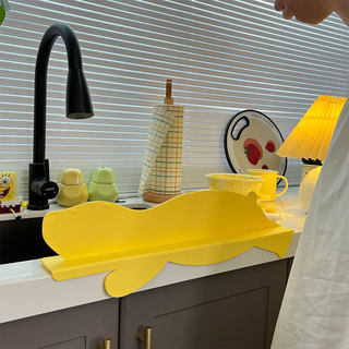 升级加高水槽水池挡水板厨房防溅洗碗台面吸盘防水板硅胶隔水挡板