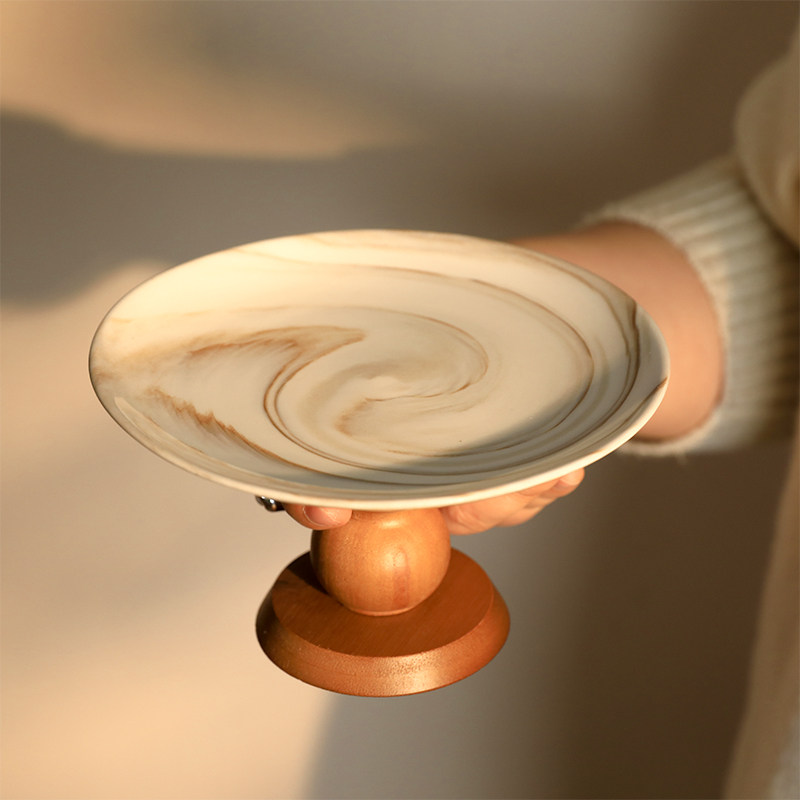 法式陶瓷高脚果盘甜品碗高级感点心盘子木质精致饰品摆件收纳托盘,餐饮具,果盆/果盘/果篮,淘宝优惠券,粉丝福利购,淘宝优惠卷