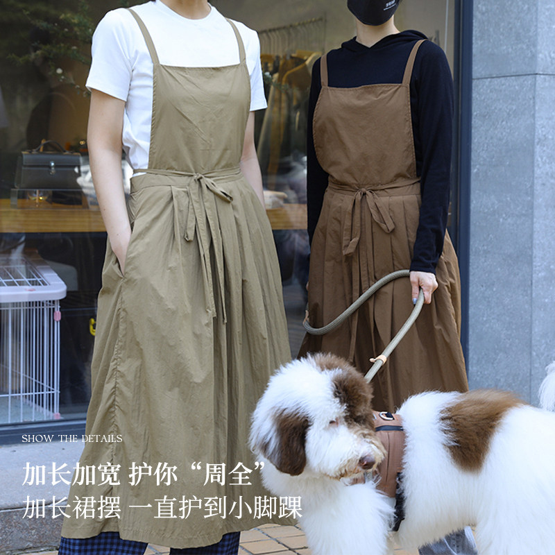 高级感围裙女宠物店美容师美术生防脏画画专用陶艺美甲工作服定制图片