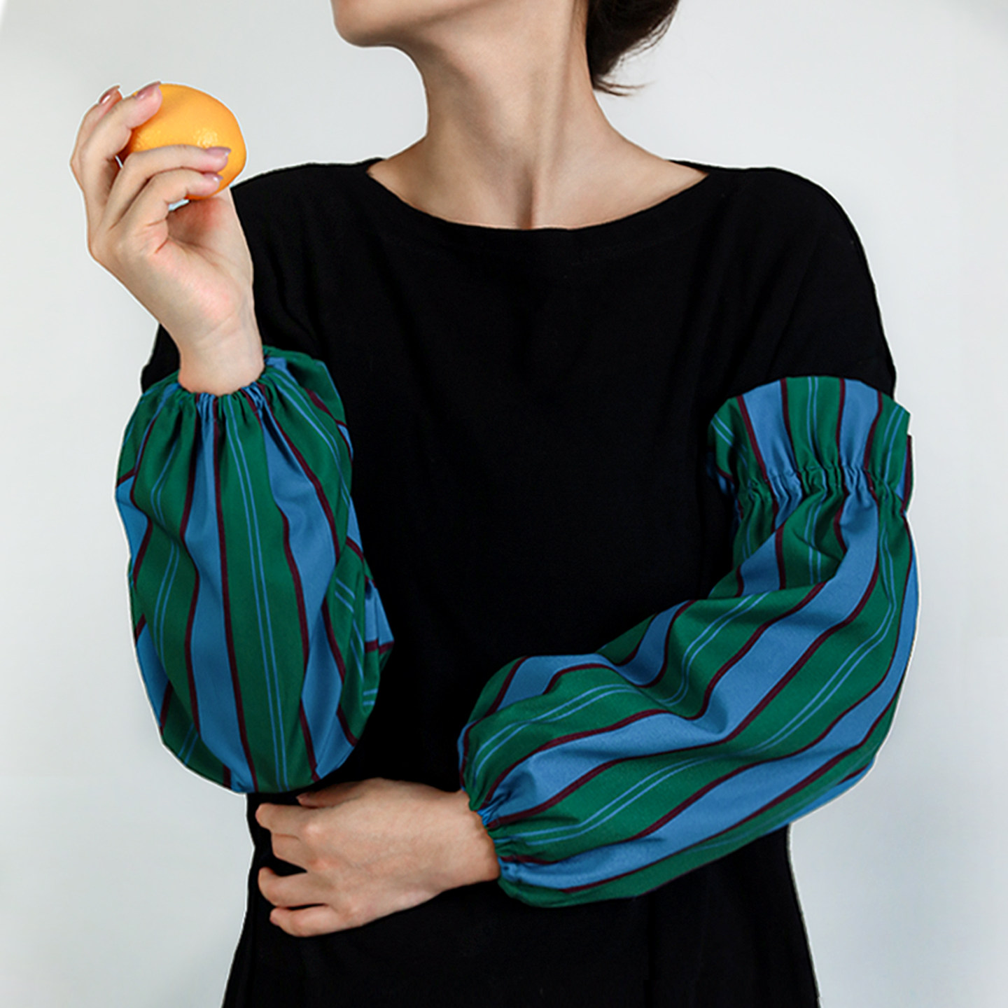 条纹袖套女厨房专用袖头家用套袖时尚花边办公室成人款羽绒服护袖