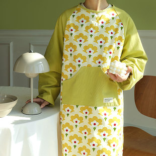 好看工作服水油 春夏罩衣防脏小清新时尚 长袖 围裙厨房家用2025新款