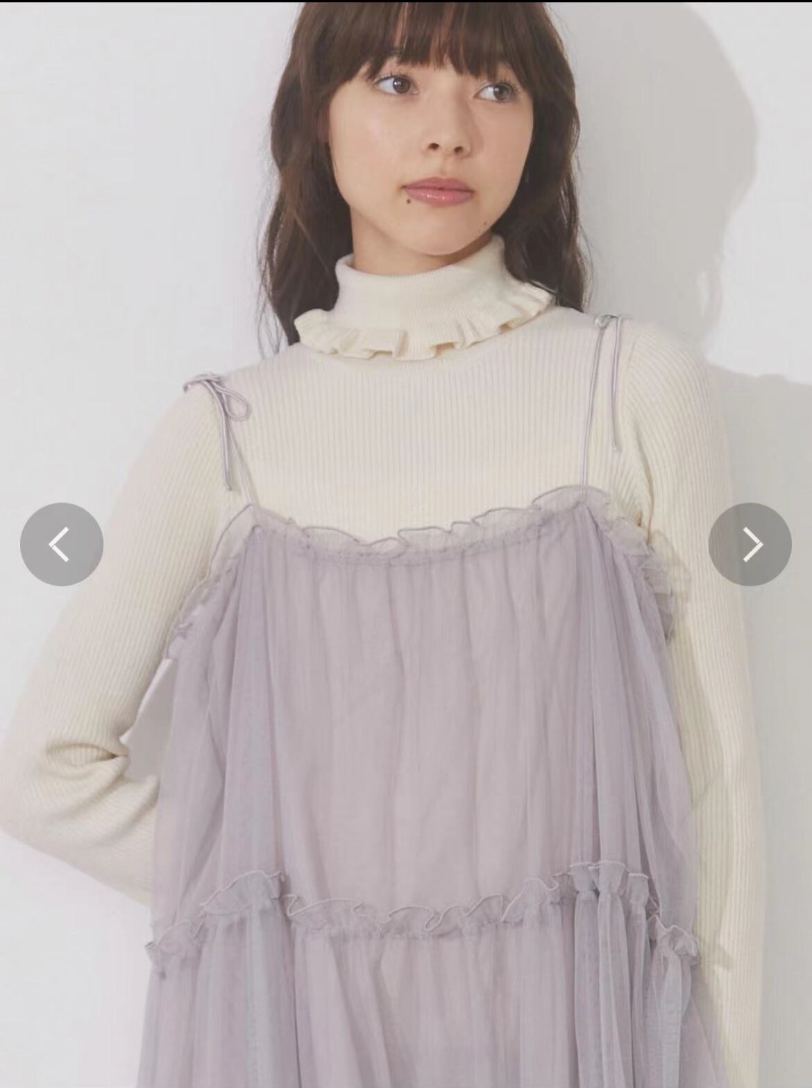日单MJ木耳边高领打底衫 少女毛针织衫
