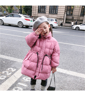 宝宝冬装 新款 90白鸭绒儿童洋气收腰外套 2025冬款 女童羽绒服中长款