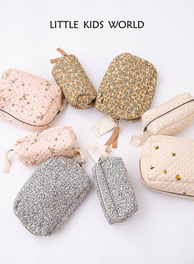 丹麦新款刺绣多功能便捷化妆包洗漱包纯棉碎花小清新ins