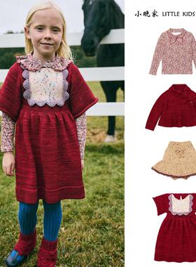 24秋冬MP女童宝宝复古轻奢花边连衣裙儿童圣诞新春红色上衣针织裙