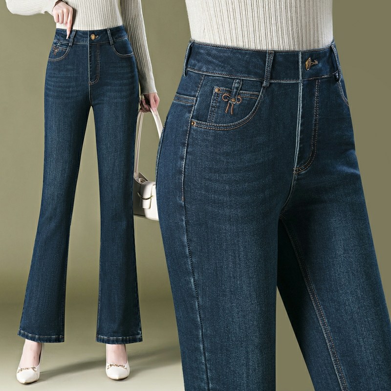 微喇牛仔裤女春秋新款高腰显瘦