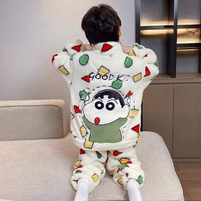 蜡笔小新毛绒睡衣男童冬季