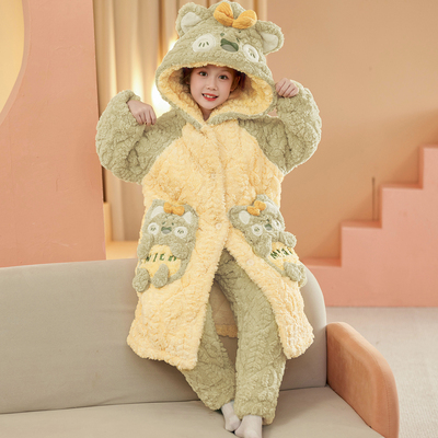 2025新款冬季三层夹棉睡衣套装