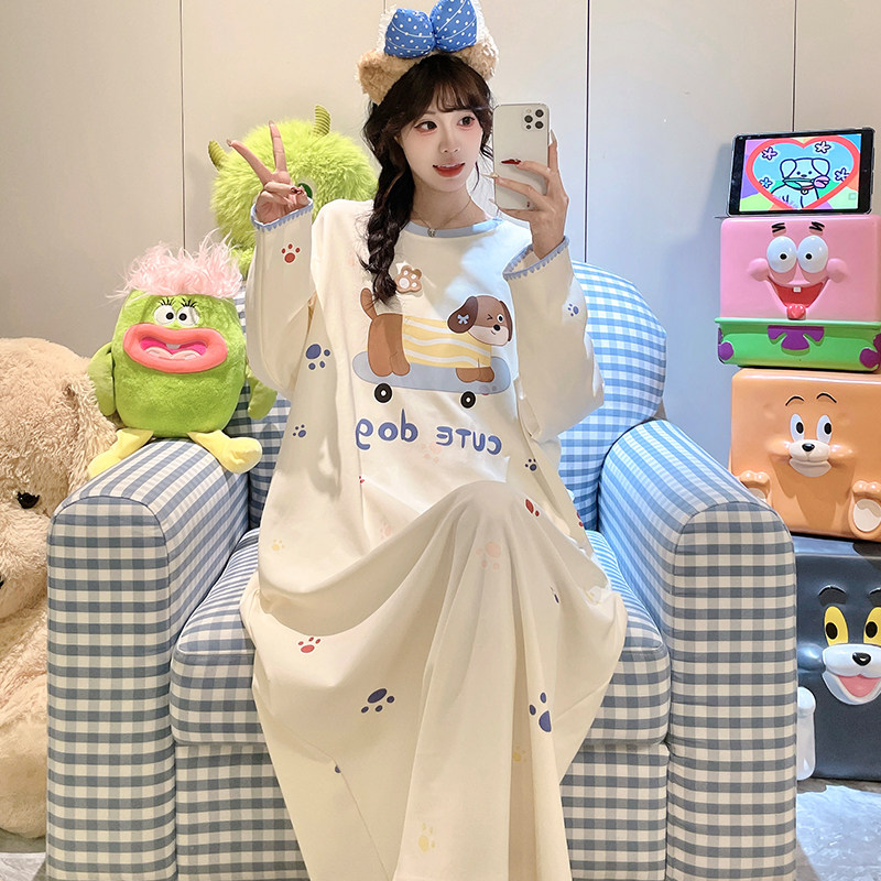 腊肠狗少女睡裙春秋纯棉长袖大童学生韩版宽松可爱卡通家居服睡衣,童装/婴儿装/亲子装,家居裙/睡裙,淘宝优惠券,粉丝福利购,淘宝优惠卷