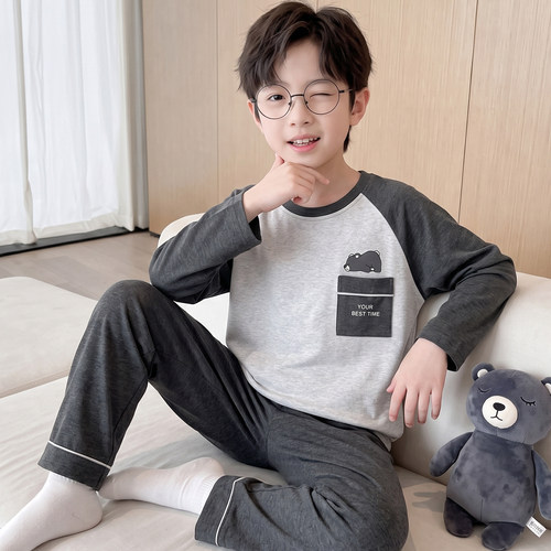 2026春秋季新款男童纯棉睡衣套装