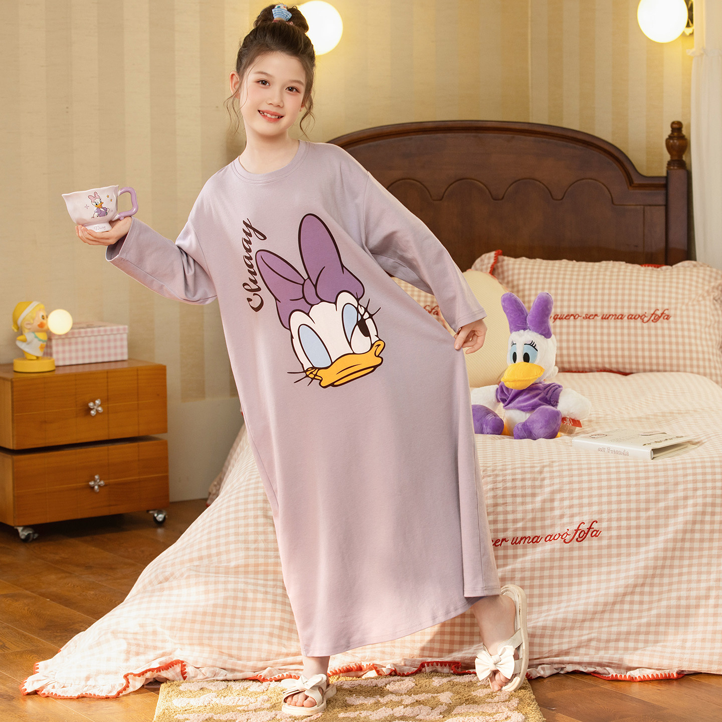 纯棉女童睡裙长袖春秋季2026新款中大童黛丝少女卡通长款家居服裙,童装/婴儿装/亲子装,家居裙/睡裙,淘宝优惠券,粉丝福利购,淘宝优惠卷