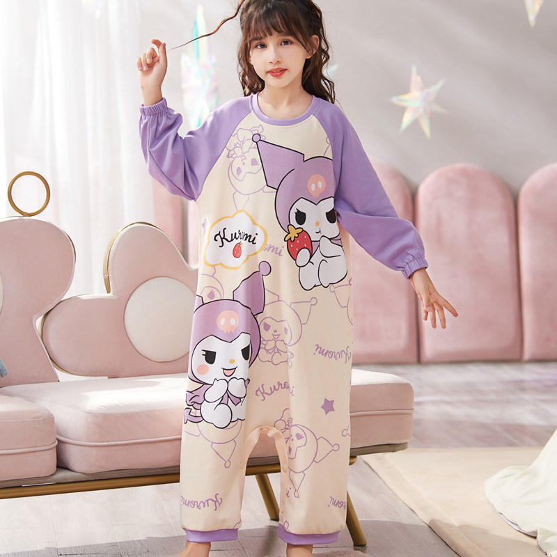 可爱女童连体睡衣长袖纯棉睡袋