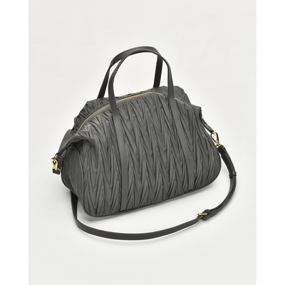 欧美风褶皱降落伞尼龙牛津布配真皮轻便单肩手提斜挎波斯顿枕头包