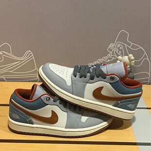 耐克女鞋Air Jordan 1蓝白色Low牛仔运动低帮AJ1篮球鞋FZ5045-091