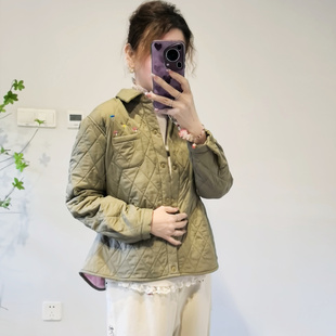 外套薄棉衣 加绒压格柔软翻领加厚开身衬衫 韩国shamale冬季 新款