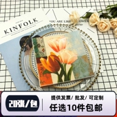 彩色印花餐巾纸郁金香花草 婚庆派对折叠纸巾口布巾家用 酒店餐厅