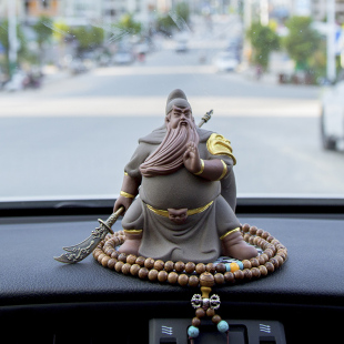 陶瓷紫砂汽车关羽关公佛像摆件车内高档武财神车载车内装饰品包邮