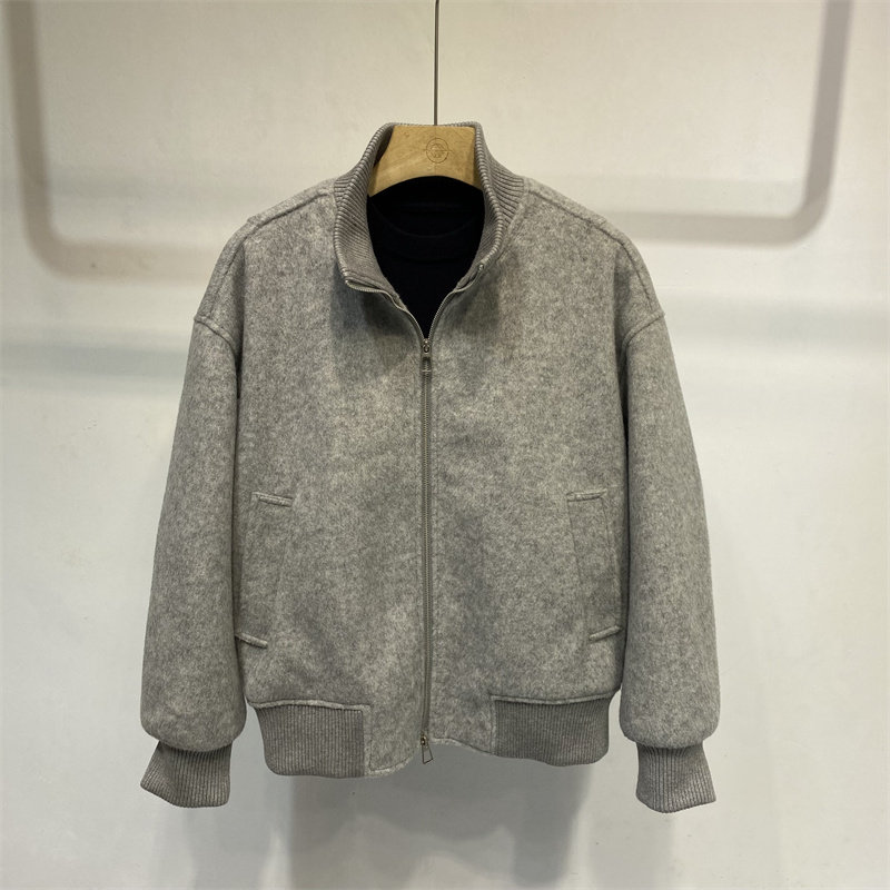 韩版立领羊毛短款呢外套男冬季百搭休闲夹克灰色潮流上衣宽松帅气