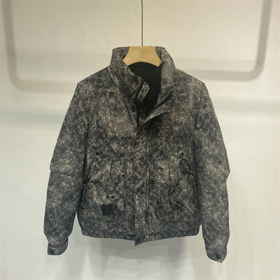 男士立领羽绒服扎染花色拼接外套