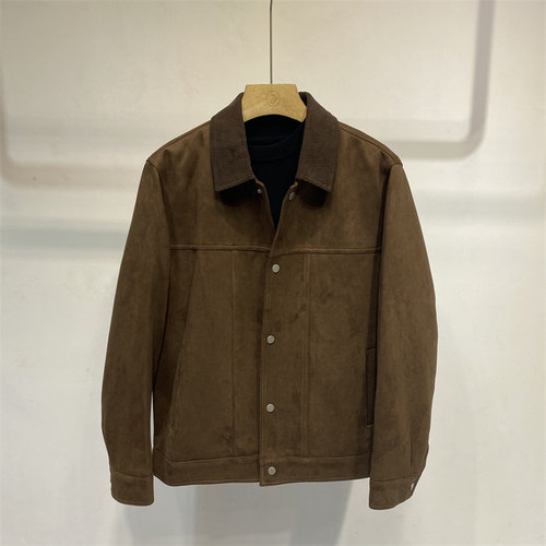 2025冬复古翻领麂皮绒羽绒服夹克