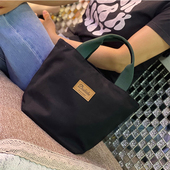 新款 简约纯色帆布中年女士手提袋妈妈外出逛街小手提包手拎包 时尚