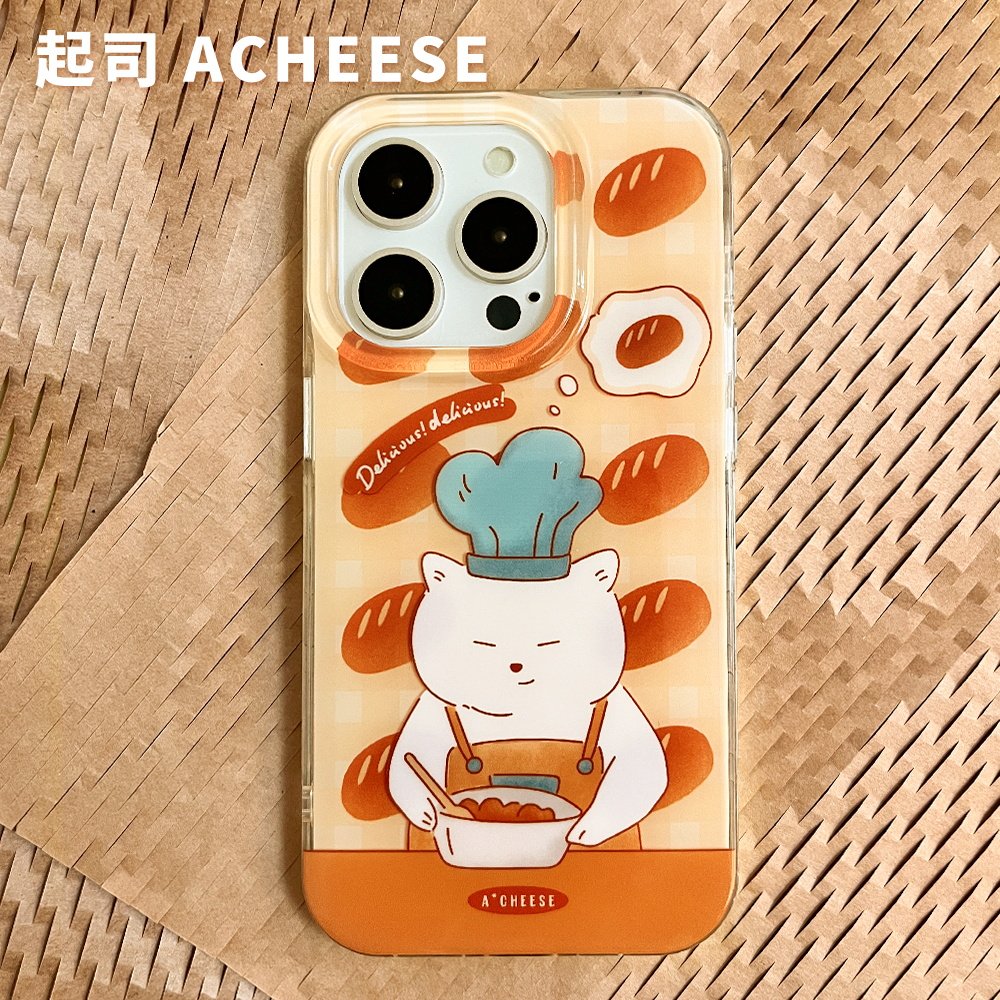 起司ACheese 【面包猫猫】原创猫与可颂 可爱卡通手机壳16pro新款 亚克力双层imd 适用于苹果15pro16