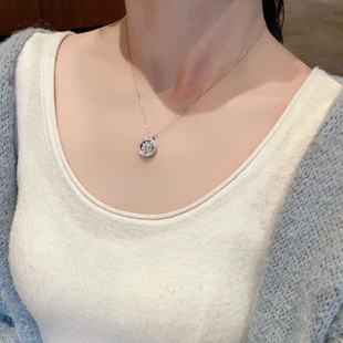 S925纯银八宝罗盘项链女轻奢小众设计感高级感锁骨链送女友礼物