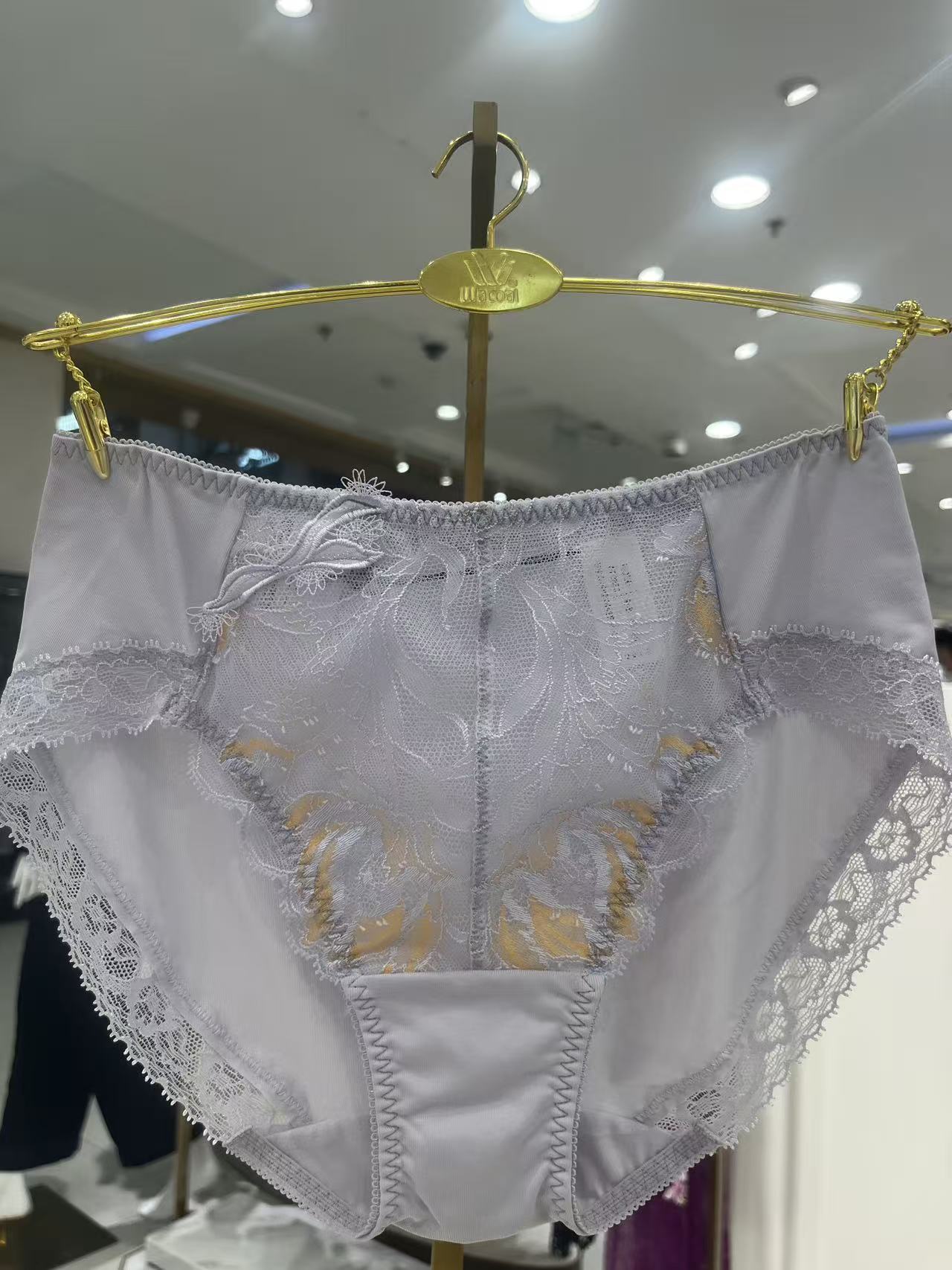 华歌尔新款金标WP33E5女士蕾丝刺绣三角中腰内裤 配WB33E5 WB33F5