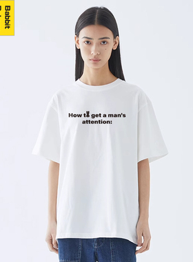 Babbit Bakery欧美简约时尚半袖新款圆领短袖印花上衣T恤百搭宽松