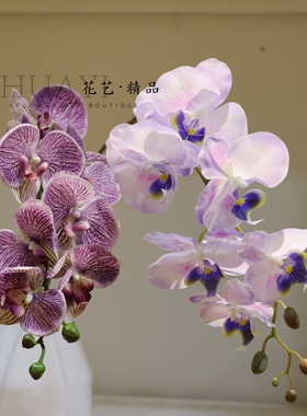 仿真蝴蝶兰假花紫色渐变家居装饰花艺摆件富贵气质高级感