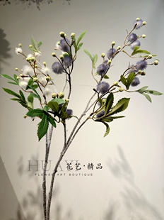 毛栗果枝仿真枝条树枝插花 花束美陈造景软装花艺素材家居摆放