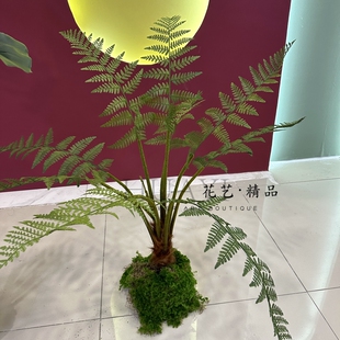 露营风仿真桫椤树沙罗树大蕨树叶造型景观插花橱窗酒店花艺绿植