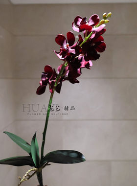 仿真兰花红色千鸟兰惠兰石斛花家居装饰花艺摆件客厅桌面装饰花