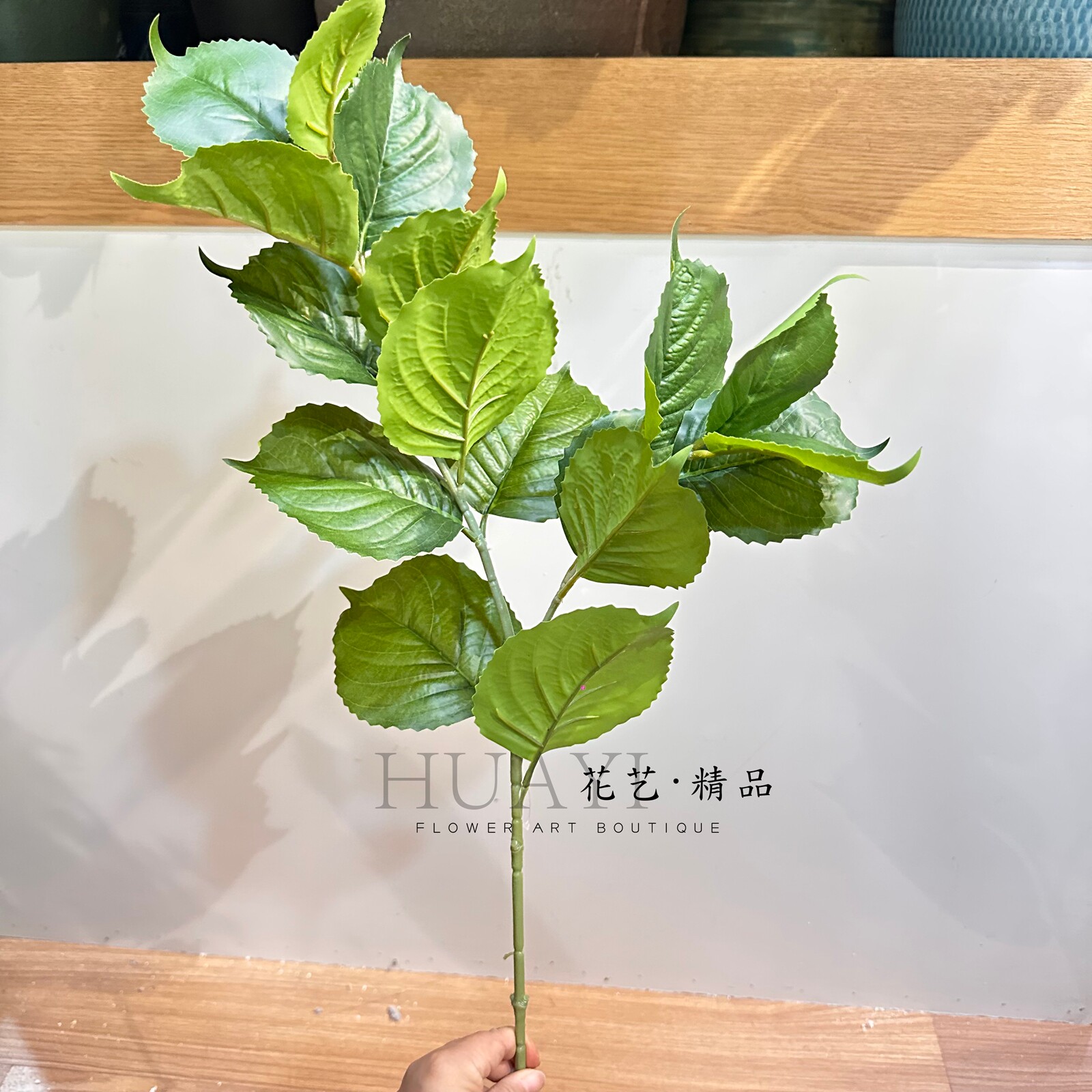 仿真绣球叶创意礼物家居装饰绿色植物叶材室内装饰枝条摄影道具