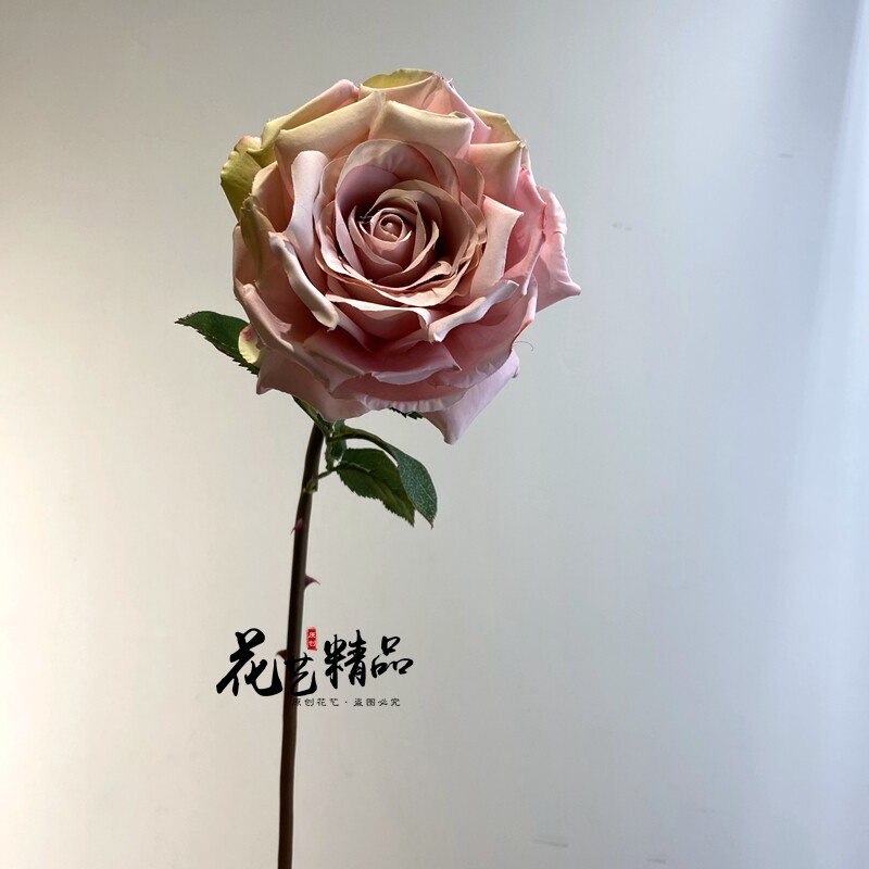 莫奈油画大玫瑰花朵约13cm油画质感仿真花绢花摄影道具商业插花