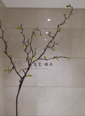 仿真绿叶枝条嫩芽柳条简约室内装饰假花现代风格摆件树枝枯枝