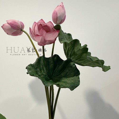 手感保湿荷叶仿真花新中式荷花莲花假花摆件客厅家居装饰插花