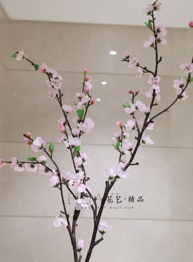 仿真桃花樱花碧桃海棠花枝大树装饰干支梅腊梅插花艺白色粉色花束